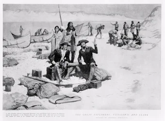 Lewis und Clark an der Mündung des Columbia River, 1805, aus 